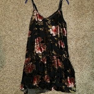 American Eagle Black floral velvet dress